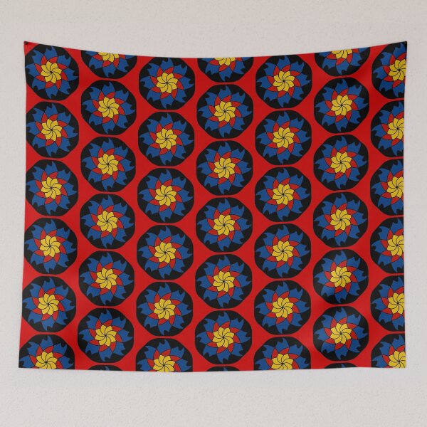 Item preview, Pop Art stained glass window with yellow red blue flowers designed and sold by Provinces de France.