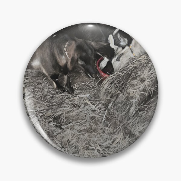 Item preview, Goats in the Hay - Original Charcoal Farm Scene with Real Gold Leaf designed and sold by CiaraCharcoal.