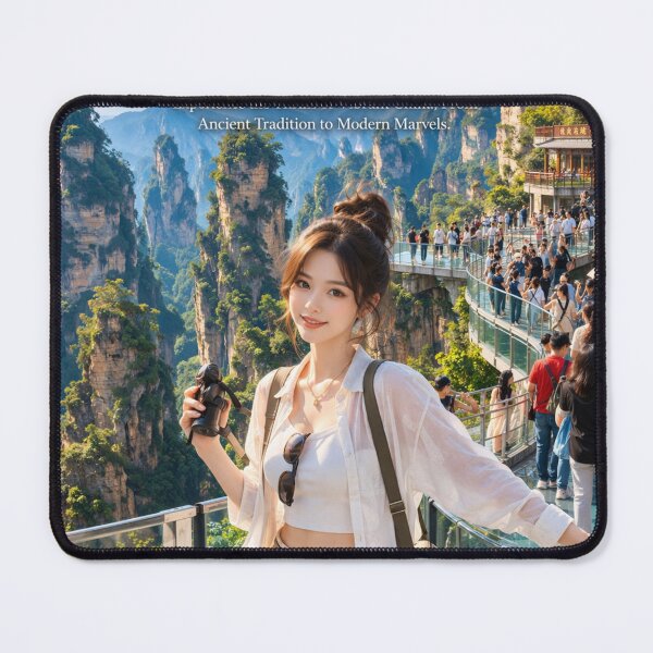 Item preview, Explore China Zhangjiajie Glass Bridge Travel Poster | Epic Mountain Adventure Landscape Wall Art designed and sold by Inkora-Art.