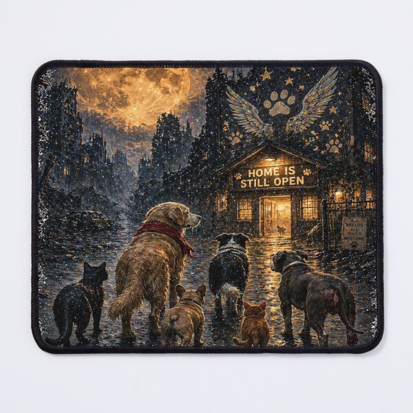 Item preview, Moonlit Dog Memorial Cabin Art designed and sold by InkNovaLab.