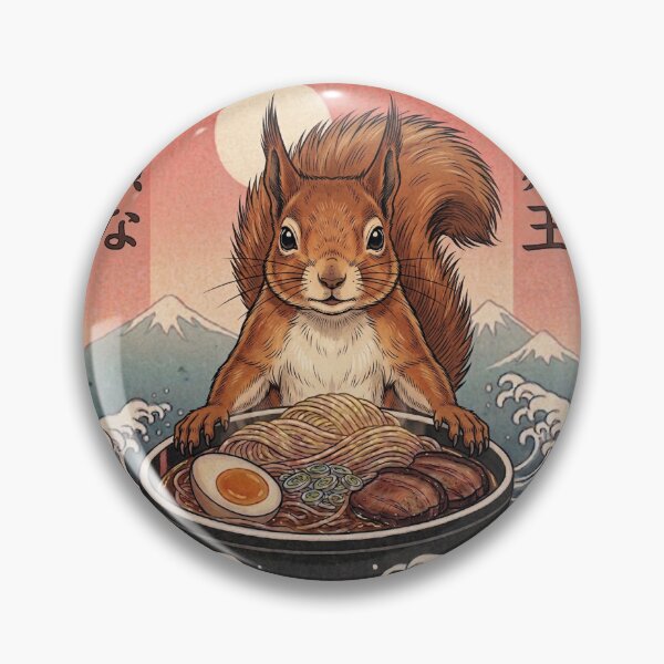 Item preview, Funny Squirrel Japanese Ramen Noodles Vintage Kanagawa Wave designed and sold by FurryHavenPH.