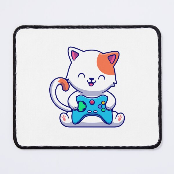 Item preview, Cute White Cat Gamer Playing Video Games designed and sold by henryavincnt.