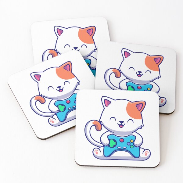 Item preview, Cute White Cat Gamer Playing Video Games designed and sold by henryavincnt.