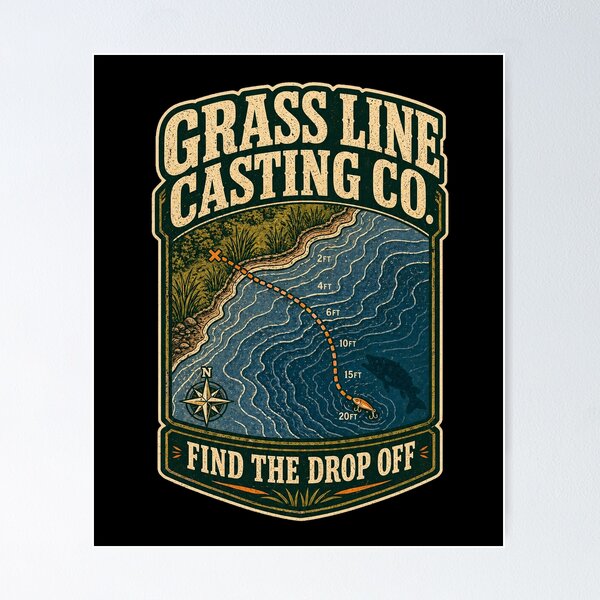 Item preview, Grass Line Casting Co Find The Drop Off Shirt designed and sold by Andrew Lomax.