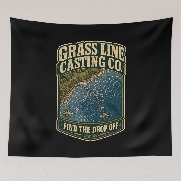 Item preview, Grass Line Casting Co Find The Drop Off Shirt designed and sold by Andrew Lomax.