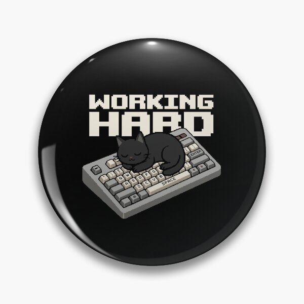 Item preview, Working Hard - Funny Black Cat on Keyboard Pixel Art designed and sold by artistastshirt.