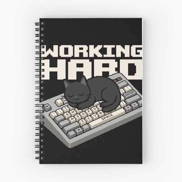 Item preview, Working Hard - Funny Black Cat on Keyboard Pixel Art designed and sold by artistastshirt.