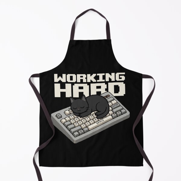 Item preview, Working Hard - Funny Black Cat on Keyboard Pixel Art designed and sold by artistastshirt.
