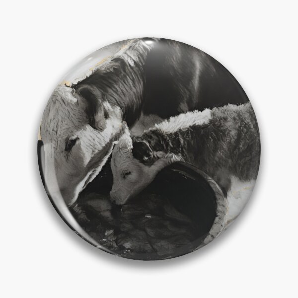 Item preview, Cow and Calf at the Trough - Original Charcoal with Real Gold Leaf designed and sold by CiaraCharcoal.