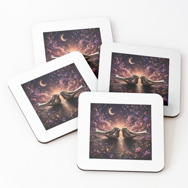 Item preview, Romantic Fantasy Birds Under Moonlight | Magical Love Birds Art designed and sold by Nazanin2050.