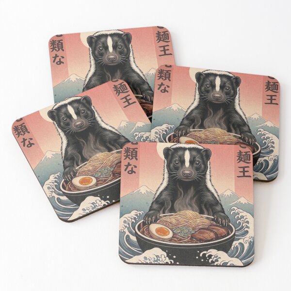 Item preview, Funny Skunk Japanese Ramen Noodles Vintage Kanagawa Wave designed and sold by FurryHavenPH.