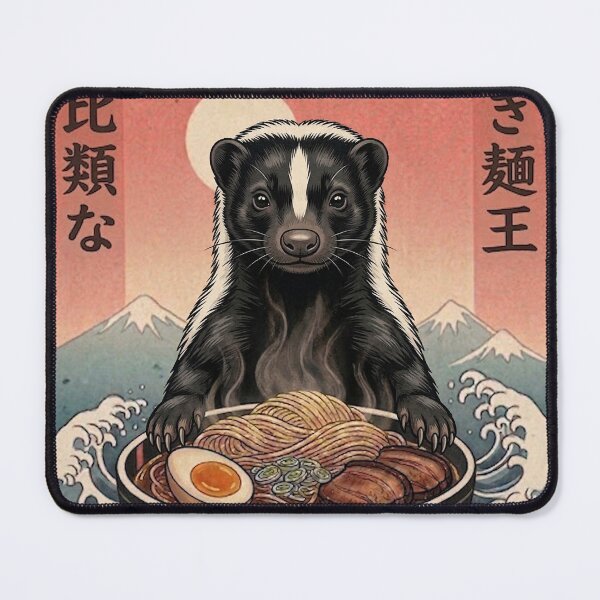 Item preview, Funny Skunk Japanese Ramen Noodles Vintage Kanagawa Wave designed and sold by FurryHavenPH.