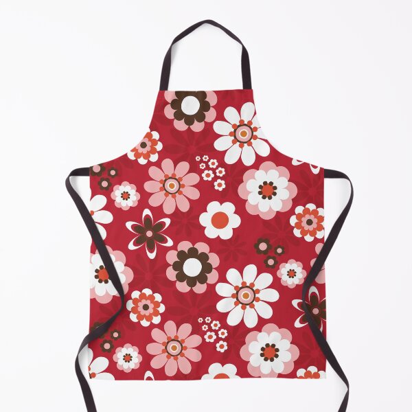 Artikelvorschau, Flower Power Retro-Blumenmuster – 60er Jahre Rot Rosa Braun entworfen und verkauft von Colorblizz.