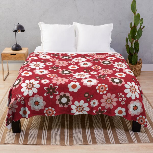Item preview, Flower Power Retro Floral Pattern – 60s Red Pink Brown designed and sold by Colorblizz.