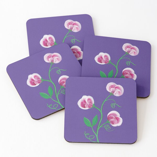 Item preview, Acrylic Painting of Sweet Peas on Purple designed and sold by PatterdaleZed.