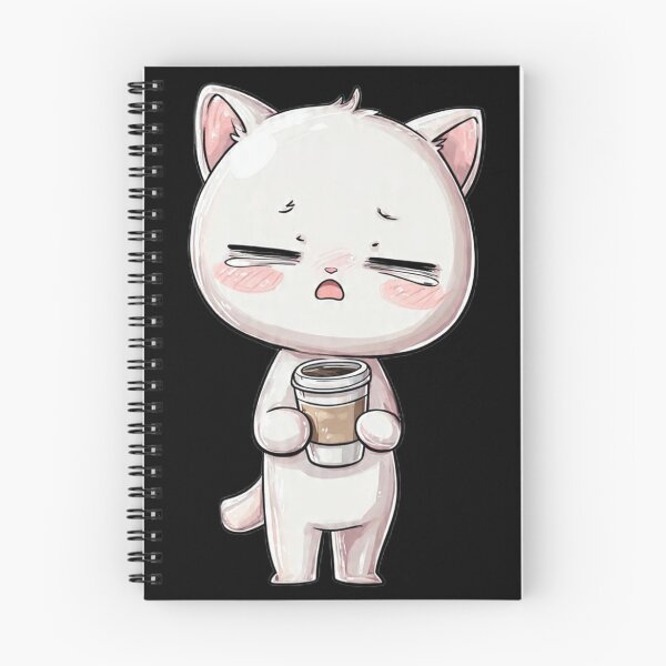 Item preview, Tired Kawaii Cat Needs Coffee Mood designed and sold by Moody Vibes Studio.