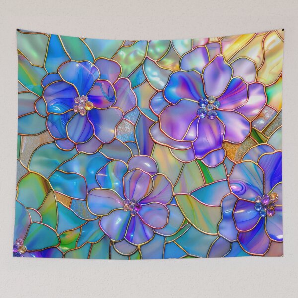 Item preview, Purple Floral Stained Glass Art designed and sold by MargaretWiktor.