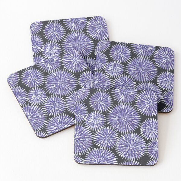 Item preview, Acrylic Painting of Globe Thistle Heads on black designed and sold by PatterdaleZed.