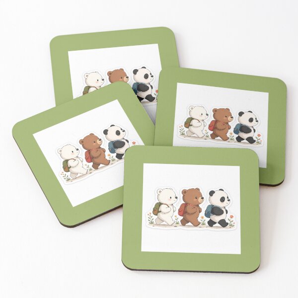 Item preview, 3 Cute Big Bears Walking Sticker | Adorable Bear Trio Cartoon Design designed and sold by MoodByte .