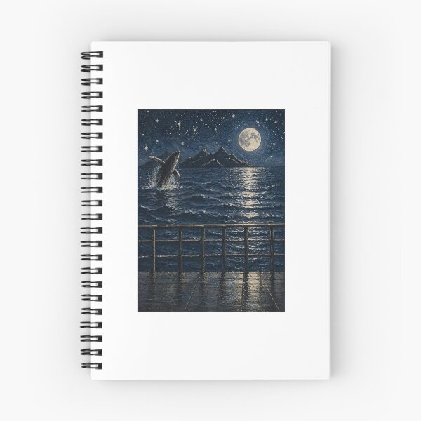 Item preview, Moonlite Ocean with a Whale designed and sold by JH-RedBubble.