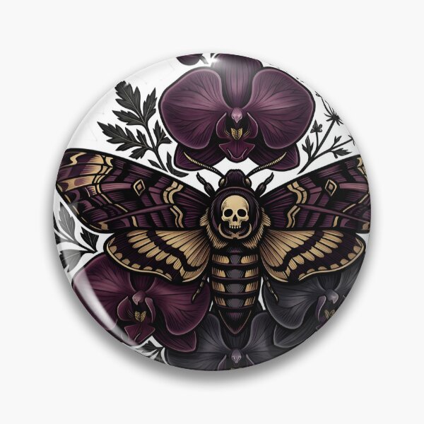 Item preview, Dark Botanical Death’s Head Moth Midnight Orchid Gothic Nature Aesthetic designed and sold by StickyGuys.