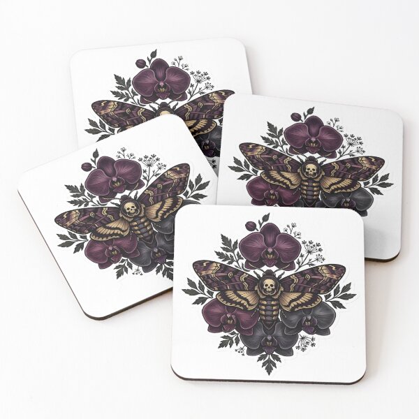Item preview, Dark Botanical Death’s Head Moth Midnight Orchid Gothic Nature Aesthetic designed and sold by StickyGuys.