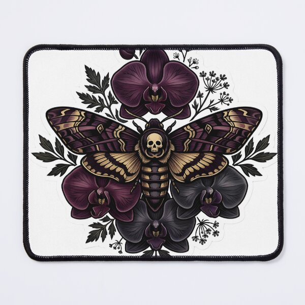 Item preview, Dark Botanical Death’s Head Moth Midnight Orchid Gothic Nature Aesthetic designed and sold by StickyGuys.