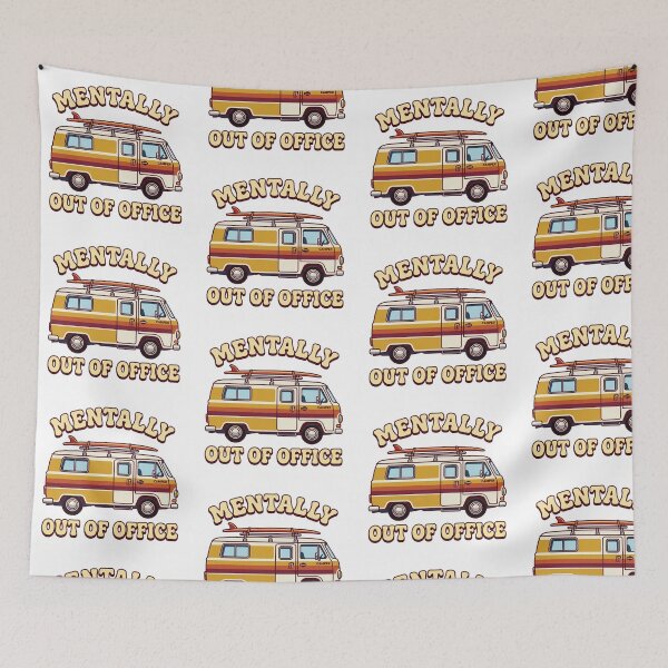 Item preview, Mentally Out of Office Retro Surf Van Illustration designed and sold by Peter Veselinović.