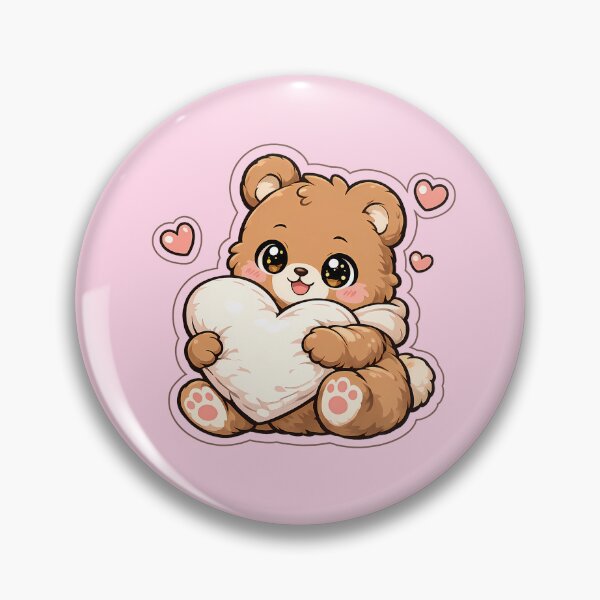 Item preview, Cute Kawaii Teddy Bear Holding Heart – Adorable Love Bear Sticker, Chibi Valentine Gift Design designed and sold by PuffyInk.