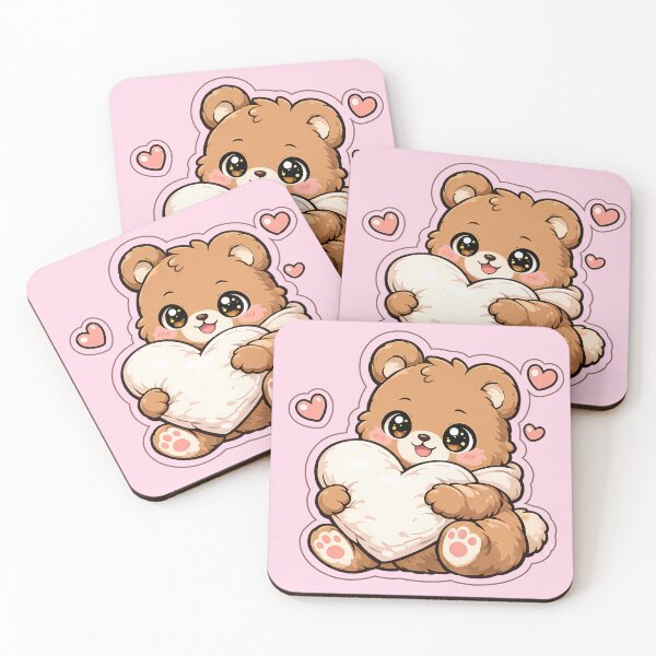 Item preview, Cute Kawaii Teddy Bear Holding Heart – Adorable Love Bear Sticker, Chibi Valentine Gift Design designed and sold by PuffyInk.