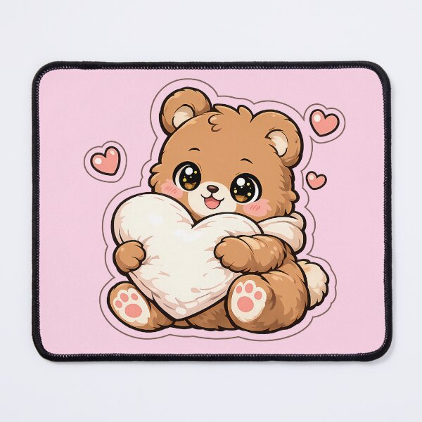 Item preview, Cute Kawaii Teddy Bear Holding Heart – Adorable Love Bear Sticker, Chibi Valentine Gift Design designed and sold by PuffyInk.