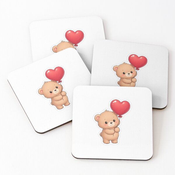 Item preview, Cute Bear Holding Heart Balloon Sticker | Adorable Teddy Bear Love Design designed and sold by MoodByte .