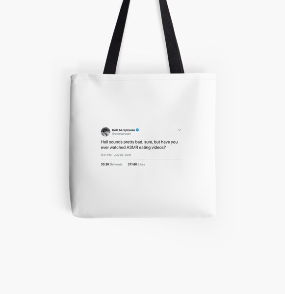 Funny Cole Sprouse Tweet On Twitter Tote Bag By Beth Victoria Redbubble - 211 600 robux to usd