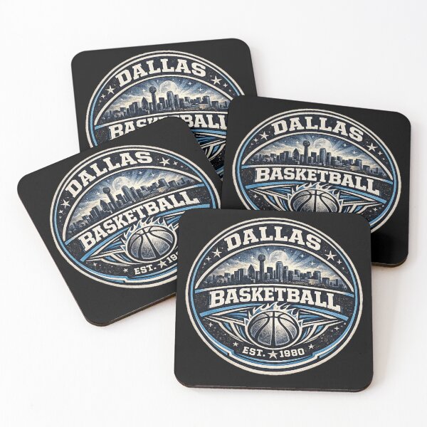 Item preview, Dallas Basketball Vintage Badge Shirt – Blue Silver Retro Hoops Tee – Skyline Design designed and sold by TKOprintdesigns.