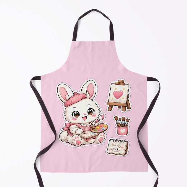 Artikelvorschau, Niedlicher Kawaii-Hasen-Künstleraufkleber – Chibi-Hasenmalerei, Geschenkidee für kreative Kunstliebhaber entworfen und verkauft von PuffyInk.