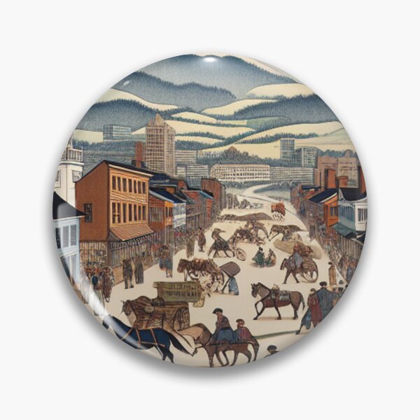 Item preview, Roanoke Virginia Ukiyo E Blue Ridge Mountains Vintage Japanese Style Art designed and sold by Vandy Fullam.