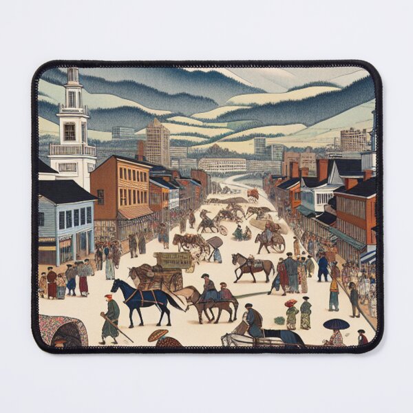 Item preview, Roanoke Virginia Ukiyo E Blue Ridge Mountains Vintage Japanese Style Art designed and sold by Vandy Fullam.