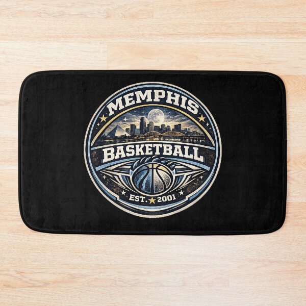 Item preview, Memphis Basketball Vintage Badge Shirt – Navy Gold Retro Hoops Tee – Skyline Design designed and sold by TKOprintdesigns.