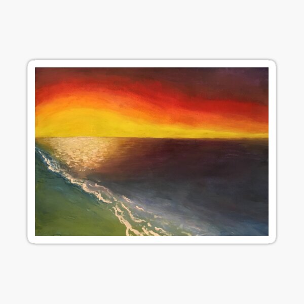 Seaside Sunset - original painting by mjh, 2018 Sticker