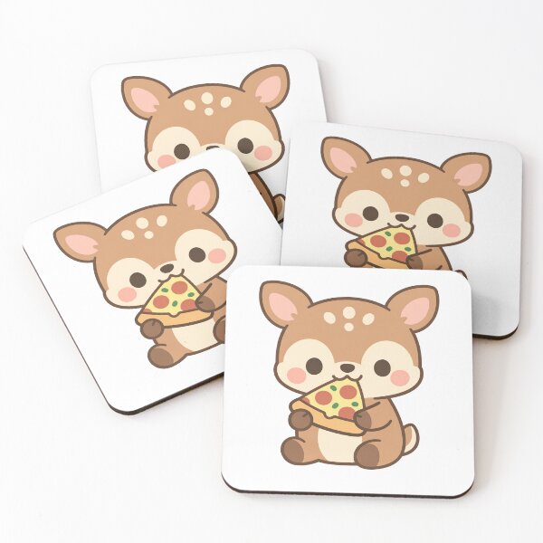 Item preview, Cute Kawaii Deer Eating Pizza designed and sold by Owcomm.