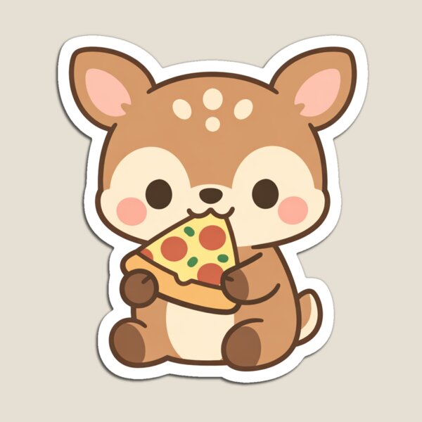 Artikelvorschau, Niedliches Kawaii-Hirschchen isst Pizza entworfen und verkauft von Owcomm.