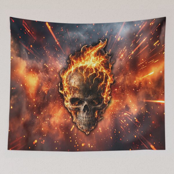 Item preview, Flaming Skull Explosion Fire Skull Dark Art Design designed and sold by artistwill.