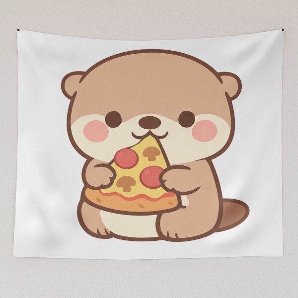 Item preview, Cute Otter Eating Pizza Slice Kawaii Animal Lover Gift Funny Food designed and sold by Owcomm.