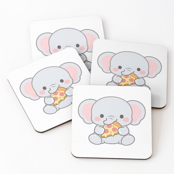 Item preview, Cute Elephant Eating Pizza Slice Kawaii Chibi Animal Lover Funny Food designed and sold by Owcomm.