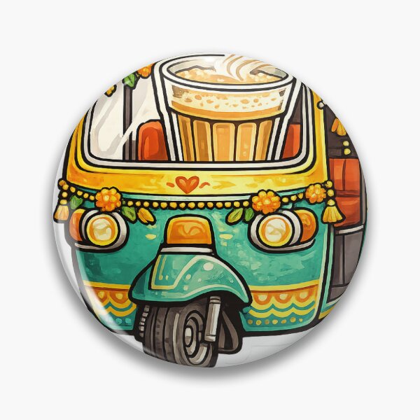 Item preview, Cute Indian Chai Rickshaw Marigold Desi Sticker designed and sold by StickyLore.