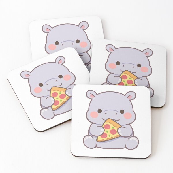 Item preview, Cute Hippo Eating Pizza Kawaii Chibi Animal Lover Gift Funny Food designed and sold by Owcomm.