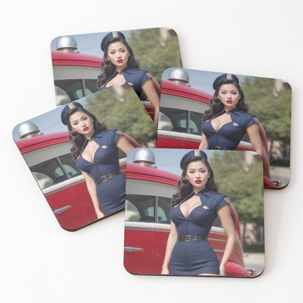 Item preview, Vintage 1940s Pin Up Cop Asian Glamour Retro Poster Art designed and sold by MissSaylor.