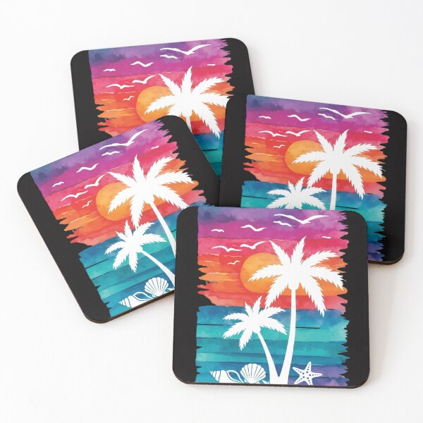 Item preview, Vibrant Tropical Sunset Palm Beach Scene designed and sold by colorsartss.