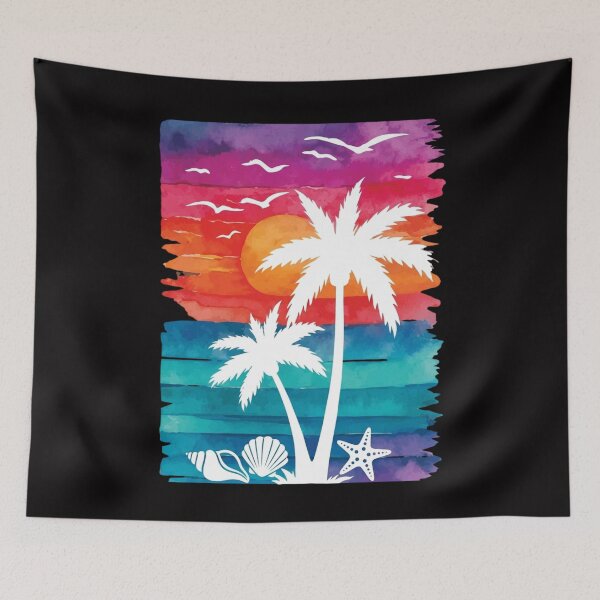 Item preview, Vibrant Tropical Sunset Palm Beach Scene designed and sold by colorsartss.