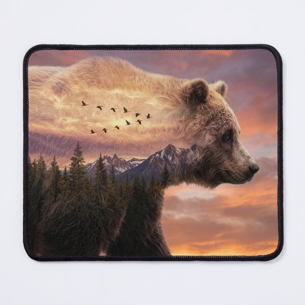 Item preview, Grizzly Bear and Mountain Scene in Double Exposure designed and sold by Maria Dryfhout.